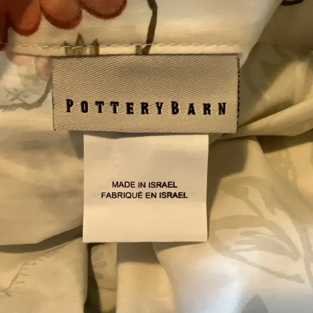 Pottery Barn Butterfly Script French Romantic Cotton Euro Pillow Sham 29”x 29”